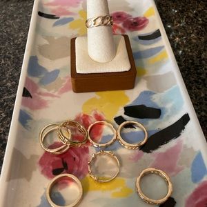 8 Stackable Gold Tone Rings